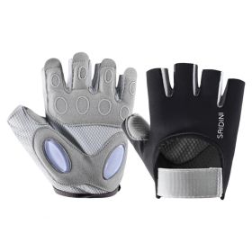 1 Pair Training Gloves Non-slip Fingerless Palm Protector Unisex Sweat-wicking Ridding Gloves for Outdoor Sports - Black - S