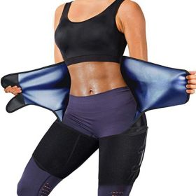 3 in 1 Waist Trimmers for Women Workout Sweat Waist Trainer Body Shaper - Blue - XXL/3XL