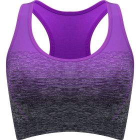 1pc/2pcs/3pcsMedium Support Two Tone Racer Back Sports Bra, Fitness Workout Running Yoga Bra - Purple - XL(12)