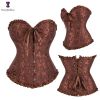 Sexy Women Steampunk Clothing Gothic Plus Size Corsets Lace Up Boned Overbust Bustier Waist Cincher Body Shaper Corselet S-6XL - 810 coffee - L