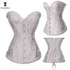 Sexy Women Steampunk Clothing Gothic Plus Size Corsets Lace Up Boned Overbust Bustier Waist Cincher Body Shaper Corselet S-6XL - 810 white - XL