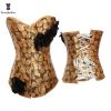 Sexy Women Steampunk Clothing Gothic Plus Size Corsets Lace Up Boned Overbust Bustier Waist Cincher Body Shaper Corselet S-6XL - 825 yellow - 5XL