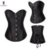 Sexy Women Steampunk Clothing Gothic Plus Size Corsets Lace Up Boned Overbust Bustier Waist Cincher Body Shaper Corselet S-6XL - 818 black - XL