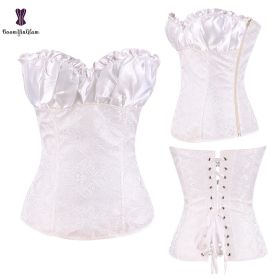 Sexy Women Steampunk Clothing Gothic Plus Size Corsets Lace Up Boned Overbust Bustier Waist Cincher Body Shaper Corselet S-6XL - 864 white - 6XL