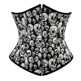 SEXY Gothic Underbust Corset and Waist cincher Bustiers Top Workout Shape Body Belt Plus size Lingerie S-6XL - 7341skull - 6XL
