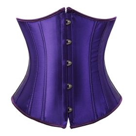 SEXY Gothic Underbust Corset and Waist cincher Bustiers Top Workout Shape Body Belt Plus size Lingerie S-6XL - 7055Deep Purple - XXL