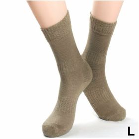 Men 2Pairs/Lot knee-high cotton keep warm thickening breathable cold-proof terry cushioned running military army fan outdoor sports socks L Size - L -
