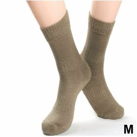 Men 2Pairs/Lot knee-high cotton keep warm thickening breathable cold-proof terry cushioned running military army fan outdoor sports socks L Size - M -