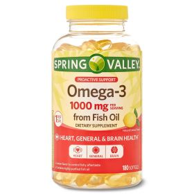 Spring Valley Omega-3 Fish Oil Soft Gels;  1000 mg;  180 Count - Spring Valley