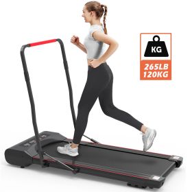 Under Desk Walking Pad Treadmill Foldable with Handlebar Remote Controll - as pic