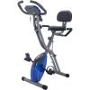 Folding Exercise Bike, Fitness Upright and Recumbent X-Bike with 10-Level Adjustable Resistance, Arm Bands and Backrest - as Pic