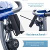 Folding Exercise Bike, Fitness Upright and Recumbent X-Bike with 10-Level Adjustable Resistance, Arm Bands and Backrest - as Pic