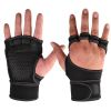 1 Pairs Unisex Weightlifting Training Gloves Fitness Sports Body Building Gymnastics Gym Hand Wrist Palm Protector Gloves - Black - L