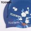 TOSWIM 1pc Women's Plus Size Comfy Waterproof Silicone Swimming Hat With Flower Pattern - Rose Pattern