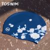 TOSWIM 1pc Women's Plus Size Comfy Waterproof Silicone Swimming Hat With Flower Pattern - Rose Pattern