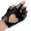 1Pair Women Punk Short Synthetic Leather Gloves Half Finger Fingerless Gloves Fashion Lady Handsome Black Gloves - Black