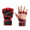 1 Pairs Unisex Weightlifting Training Gloves Fitness Sports Body Building Gymnastics Gym Hand Wrist Palm Protector Gloves - Red - M
