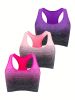 1pc/2pcs/3pcsMedium Support Two Tone Racer Back Sports Bra, Fitness Workout Running Yoga Bra - Green - S(4)