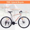 21 Speed Hybrid bike Disc Brake 700 C Road Bike For men women's City Bicycle - as Pic