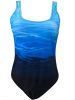 Women's Ombre Striped Print One Piece Swimsuit, High Stretch Sexy One Piece Beachwear For Women - Blue - M(6)