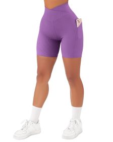 Women's Cross Sports Tight Short Belt Pockets (Option: Neon-XL)